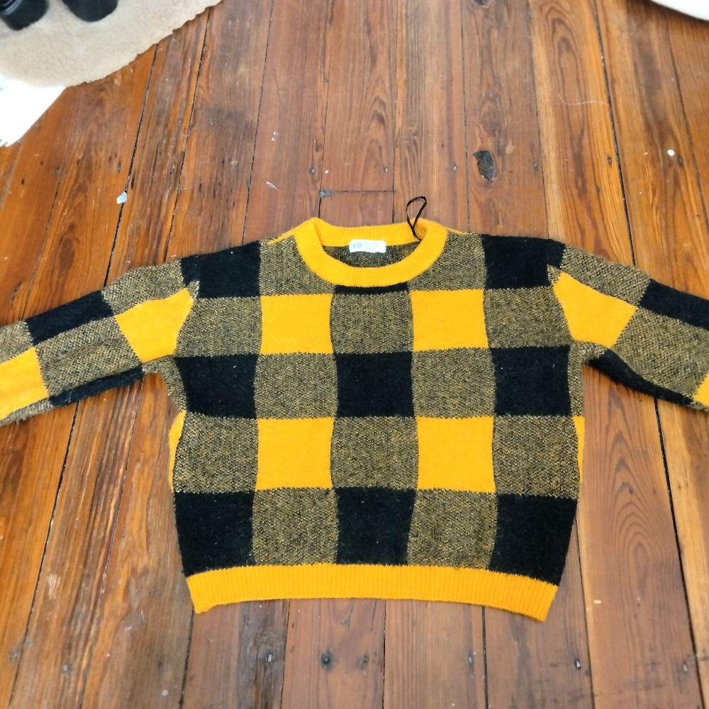 Plaid Black and Yellow Sweater